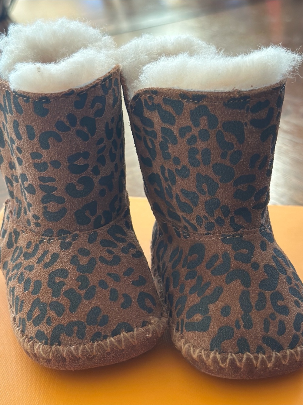 Leopard Print Faux-Suede Baby Ugg Boots with Shearling Lining